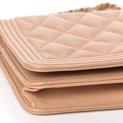 Chanel Caviar Quilted Boy Wallet On Chain WOC Beige 10 of 13