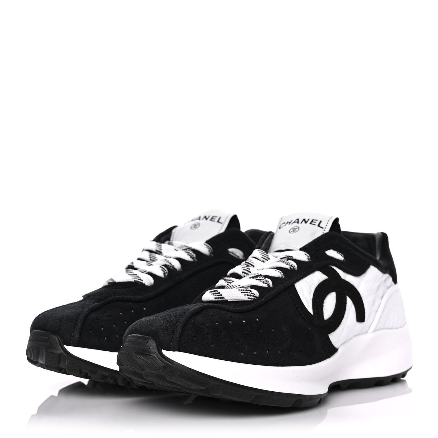 Fabric Suede Kidskin CC Sneakers 37.5 Dark Navy White