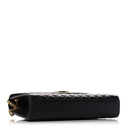 Saint Laurent Grain De Poudre Textured Mixed Matelasse Large Triquilt Monogram Satchel Black 4 of 12