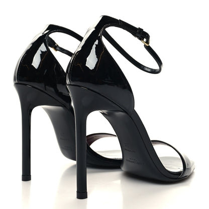 Saint Laurent Patent Calfskin Amber 105 Ankle Strap Sandals 36 Black 4 of 8