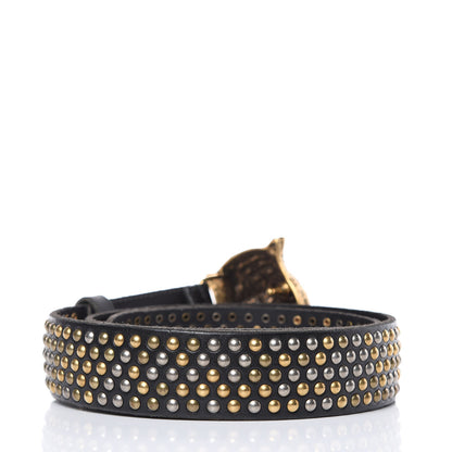 Gucci Calfskin Studded Feline Belt 85 34 Black 3 of 6