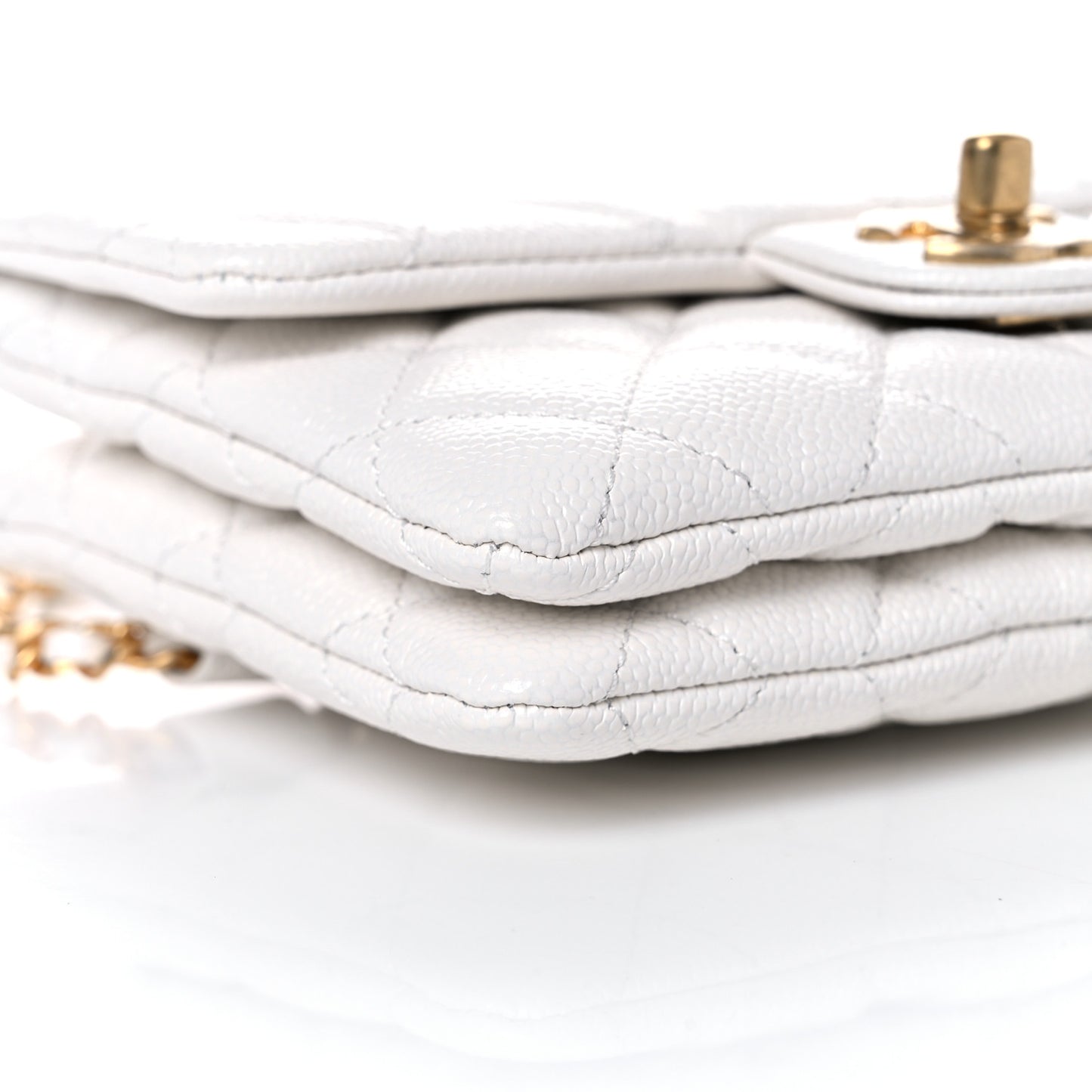 Shiny Caviar Pick Me Up Flap Belt Bag White