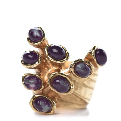 Saint Laurent Arty Dots Ring 4 Gold Plum 1 of 5