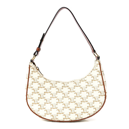 Celine Canvas Calfskin Ava Triomphe Shoulder Bag White 1 of 12