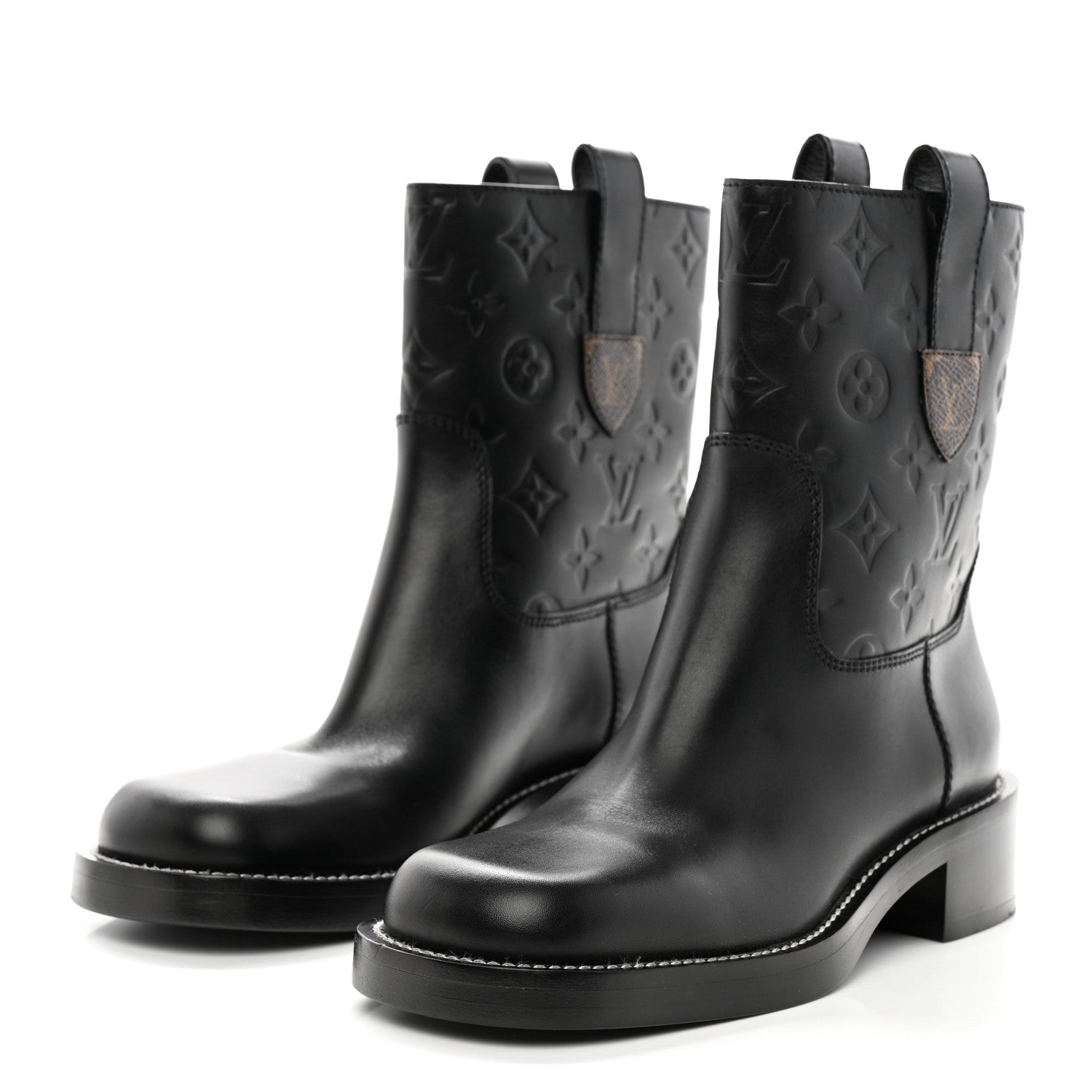 Louis Vuitton Calfskin Monogram Downtown Ankle Boots 36 Black 3 of 9