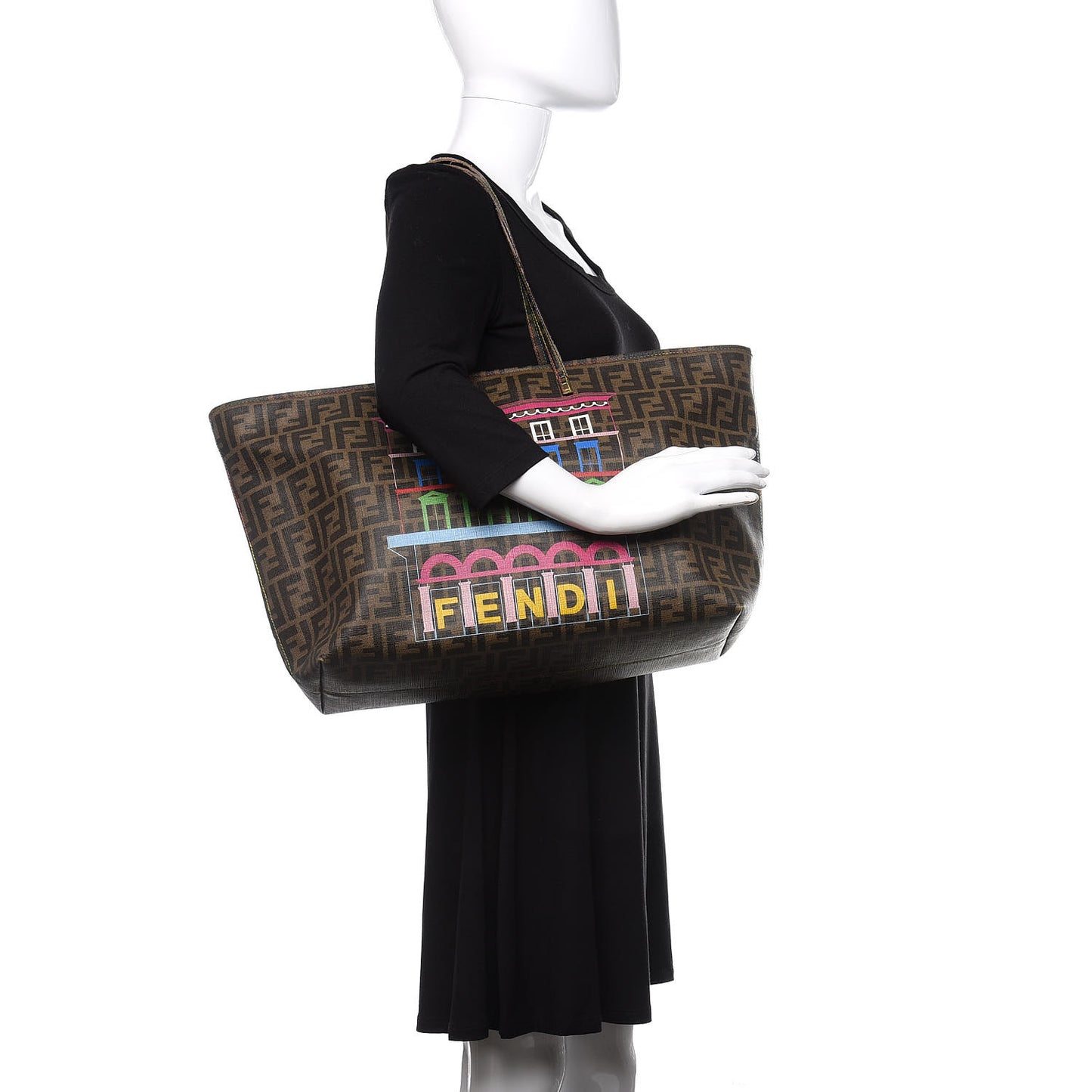 Zucca Spalmati Print Large Roll Tote Tobacco Multicolor