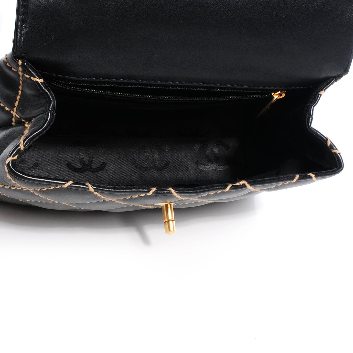 Leather Wild Stitch Kelly Flap Bag Black