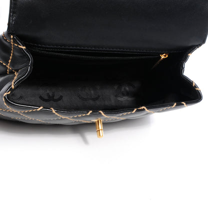 Chanel Leather Wild Stitch Kelly Flap Bag Black 6 of 8
