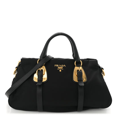 Prada Tessuto Nylon Soft Calfskin Shopping Satchel Black 1 of 10
