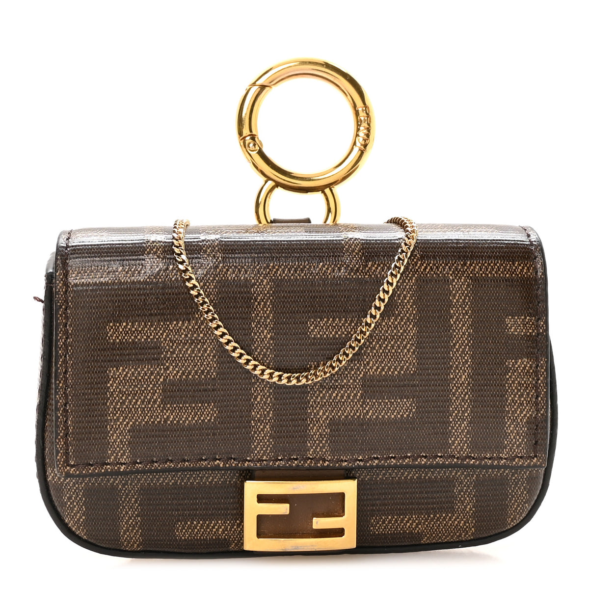 Glazed Fabric FF 1974 Nano Baguette Charm Mogano Panna