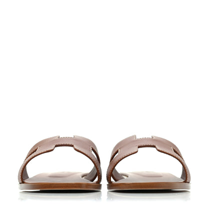 Hermes Box Calfskin Oran Sandals 38.5 Gold 2 of 4