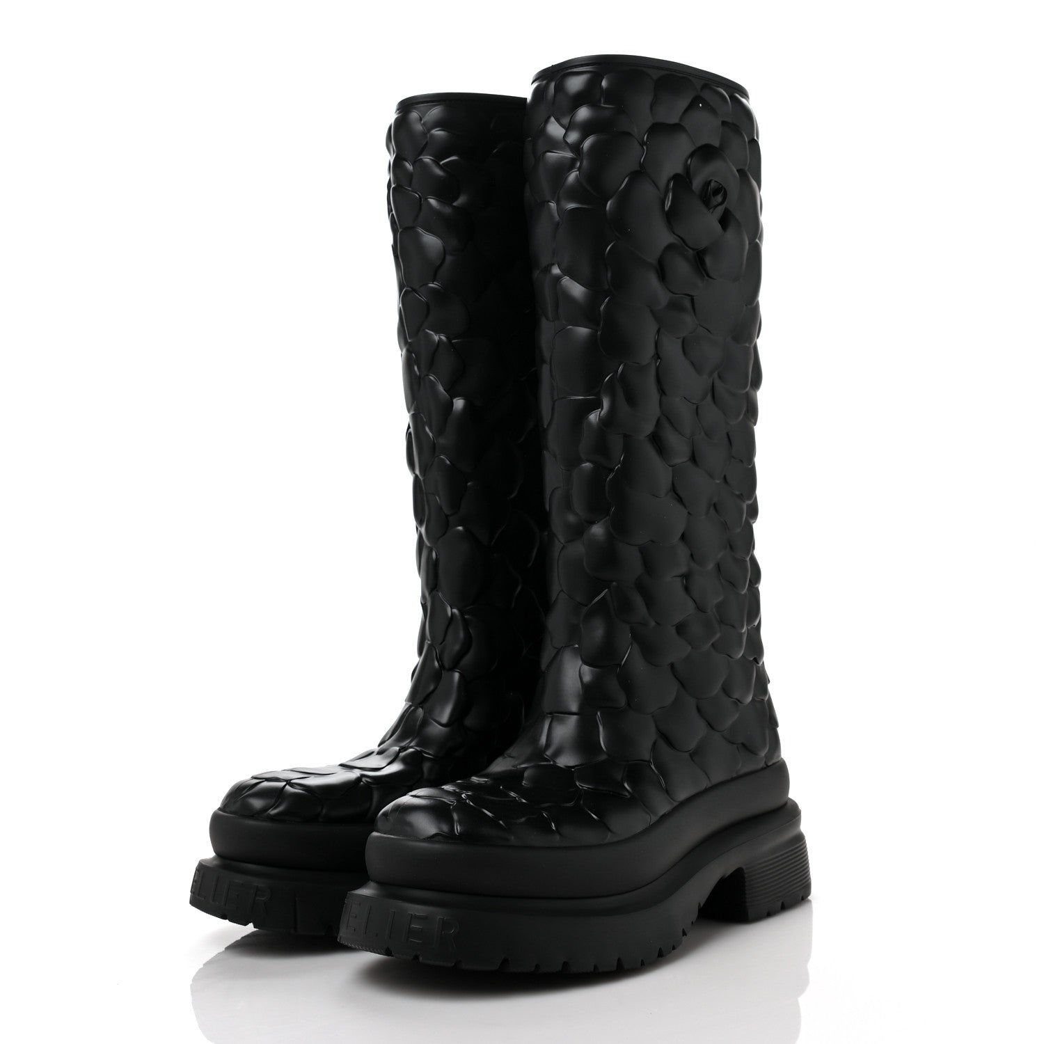 Valentino Garavani Rubber Atelier 03 Rose Edition 30/50mm Tall Rainboots 38 Black 3 of 7