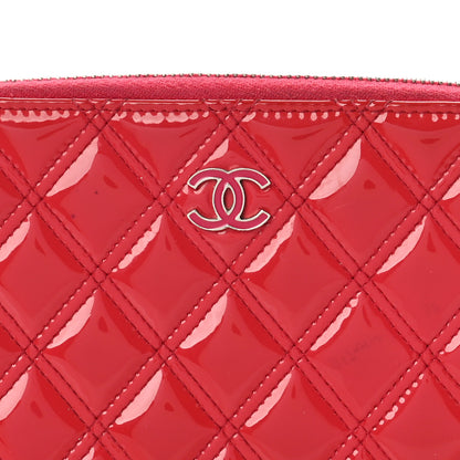 Chanel Patent Quilted Double Stitched Zip Around Wallet Pink 8 of 15