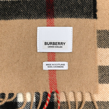 Burberry Cashmere Giant Check Fringe Scarf Archive Beige 3 of 3