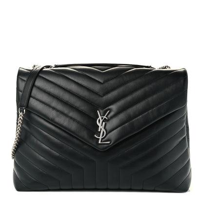 Saint Laurent Calfskin Y Quilted Monogram Large Loulou Chain Satchel Black 1 of 11
