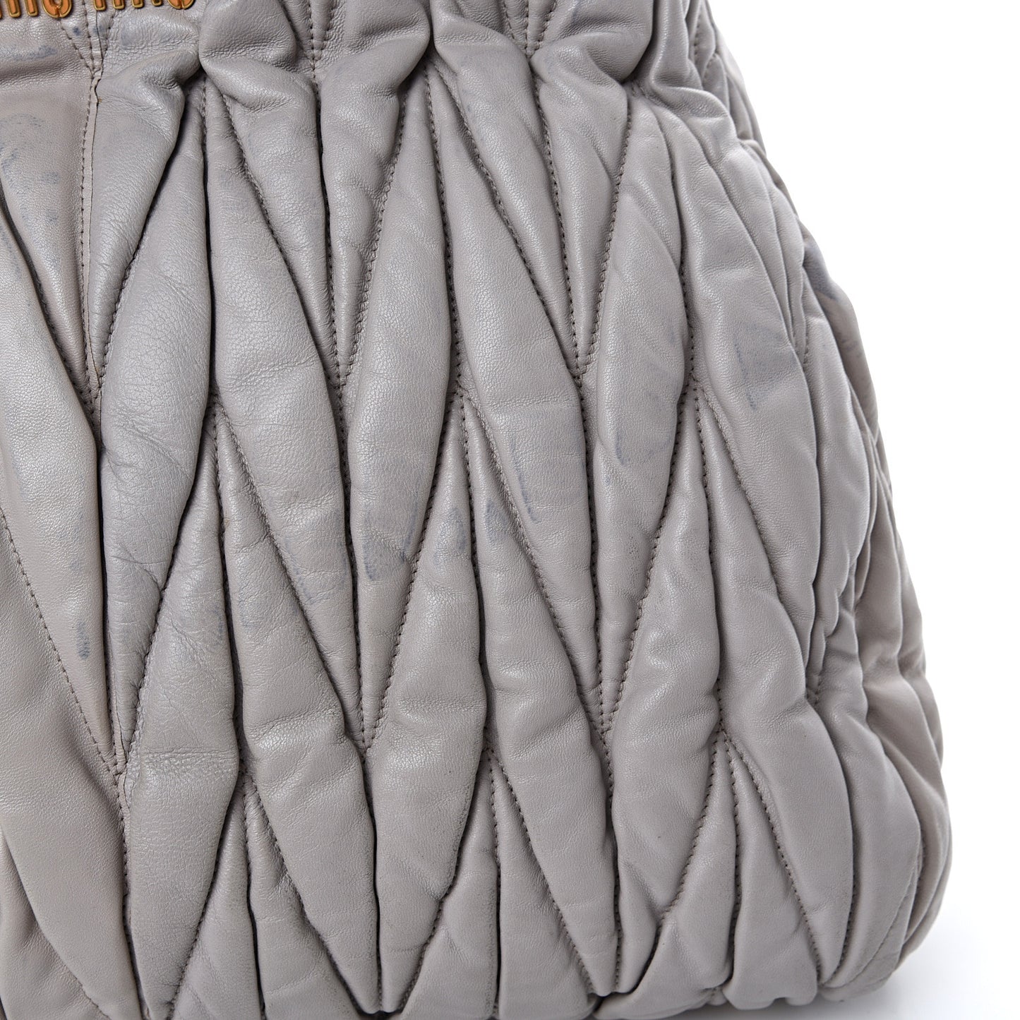 Nappa Matelasse Bauletto Top Handle Tote Pomice