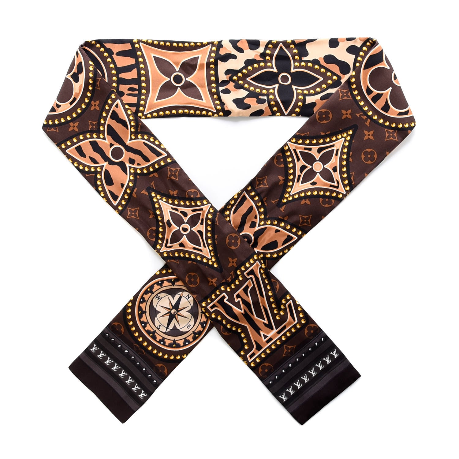 Louis Vuitton Silk Monogram LV World Bandeau Brown 1 of 4