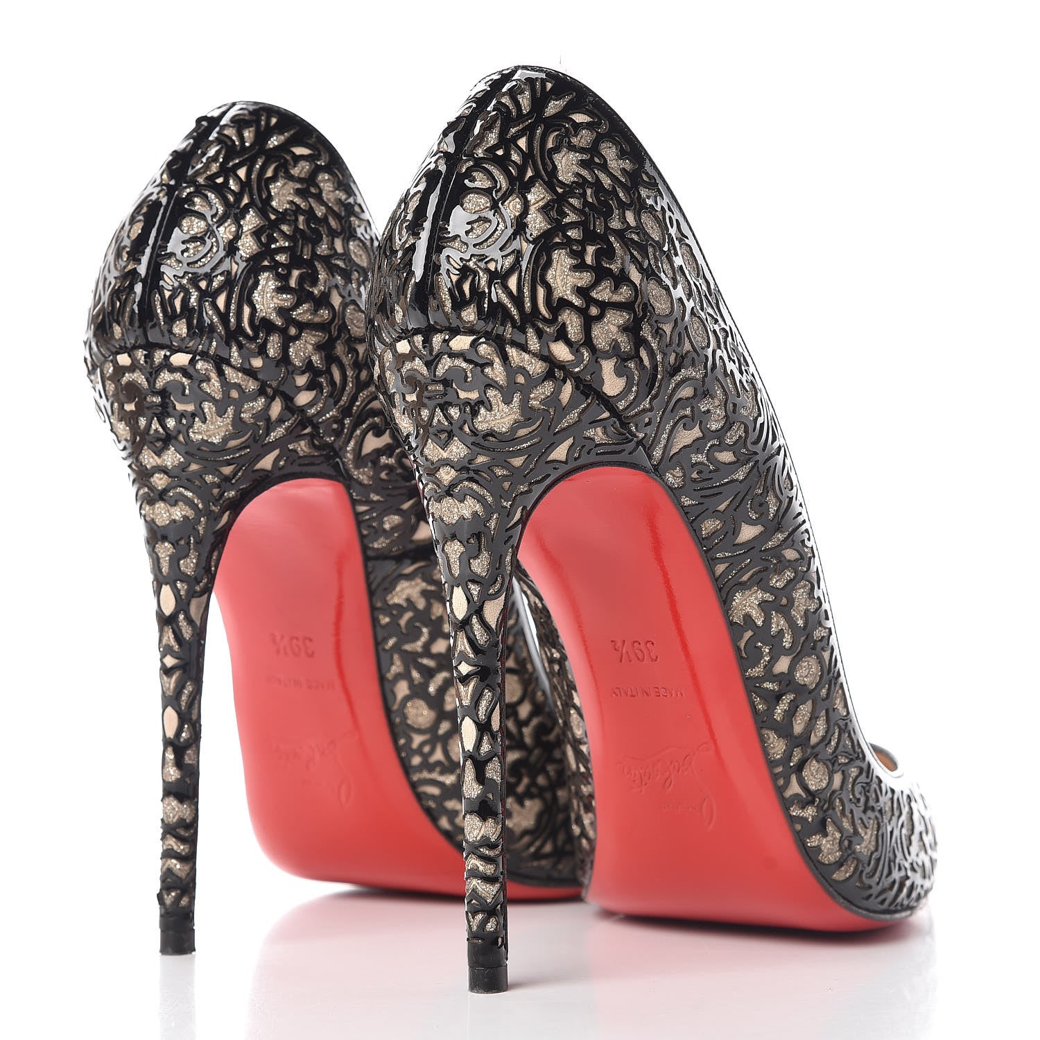Christian Louboutin Patent Lace Glitter So Pretty 120 Pumps 39.5 Black 4 of 16