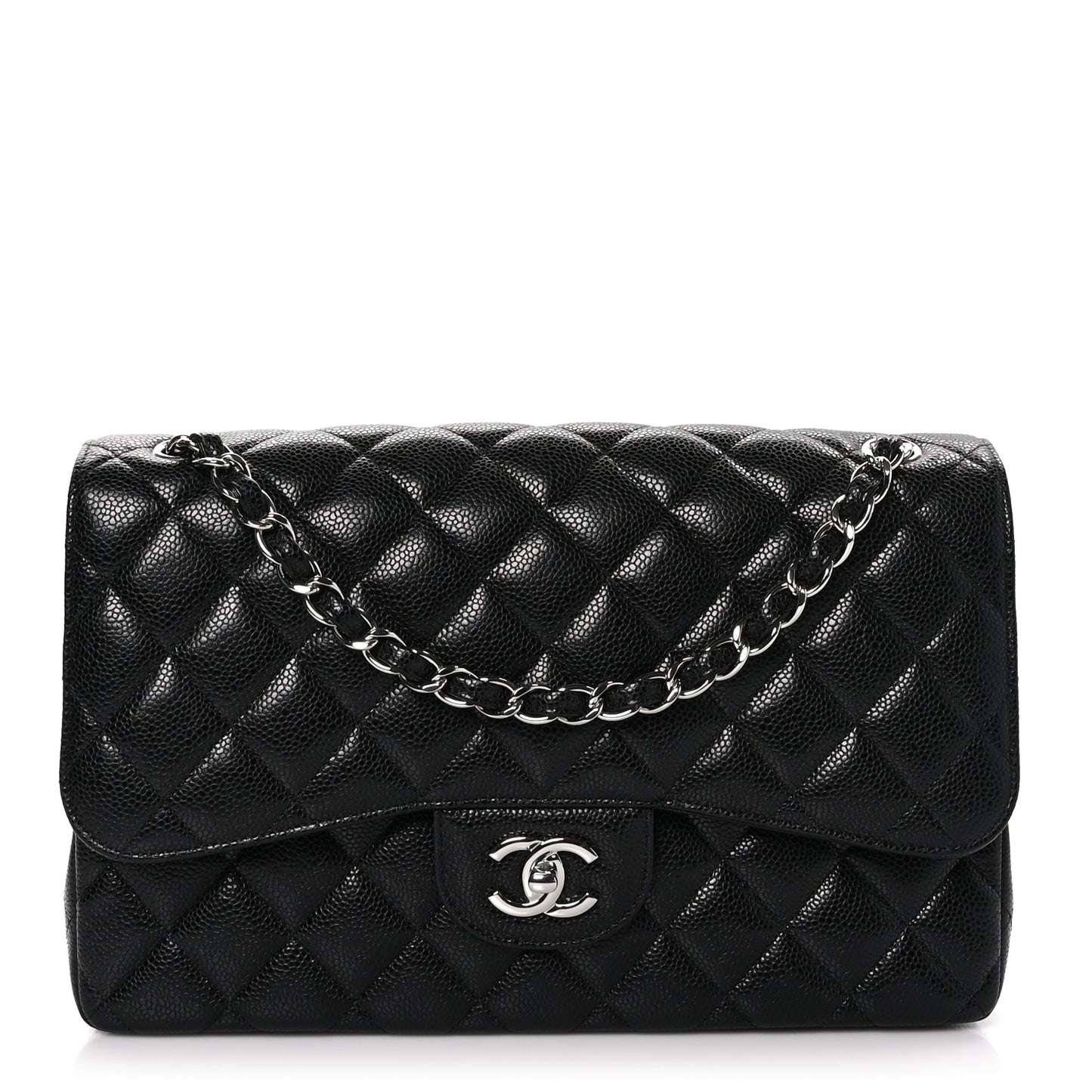 Caviar Quilted Jumbo Double Flap Black