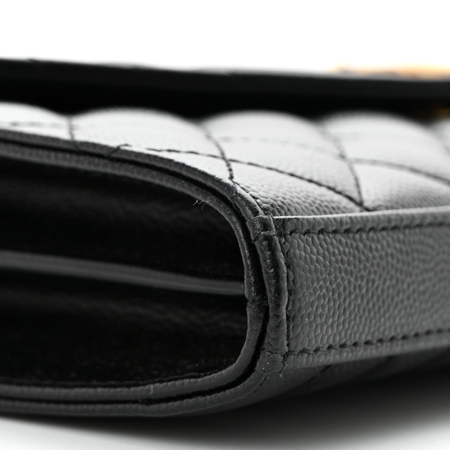 Grain De Poudre Mixed Matelasse Triquilt Monogram Chain Wallet Black