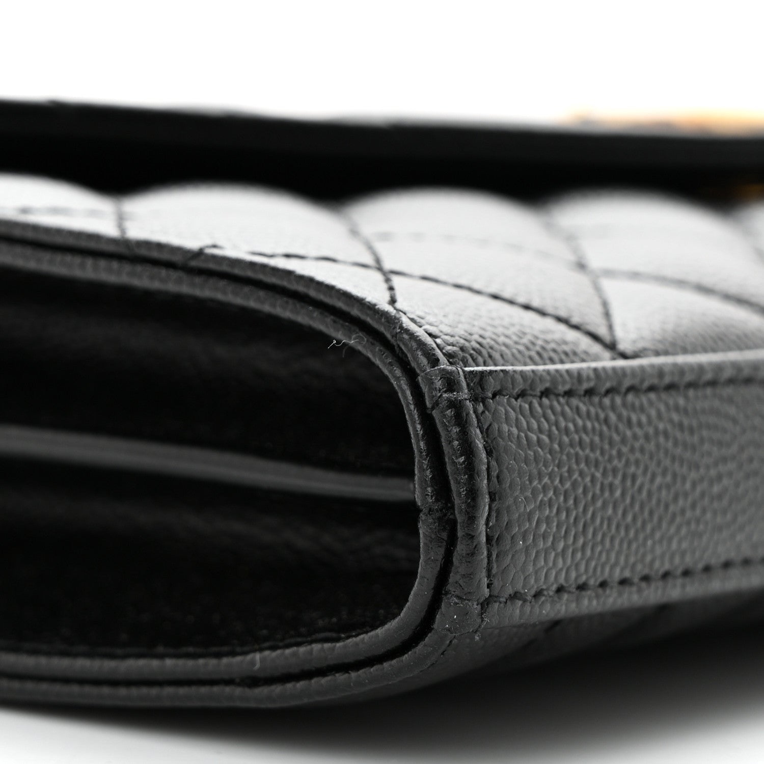 Saint Laurent Grain De Poudre Mixed Matelasse Triquilt Monogram Chain Wallet Black 9 of 11
