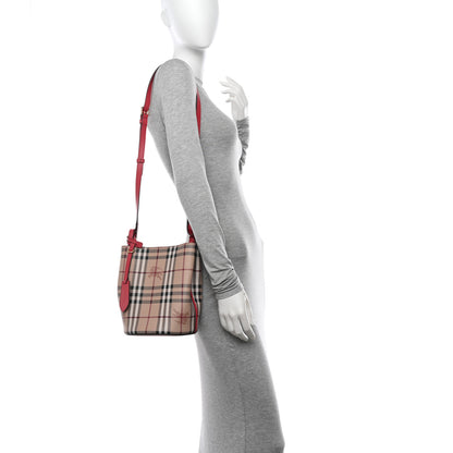 Burberry Haymarket Check Colours Small Lorne Bucket Crossbody Pink 2 of 15