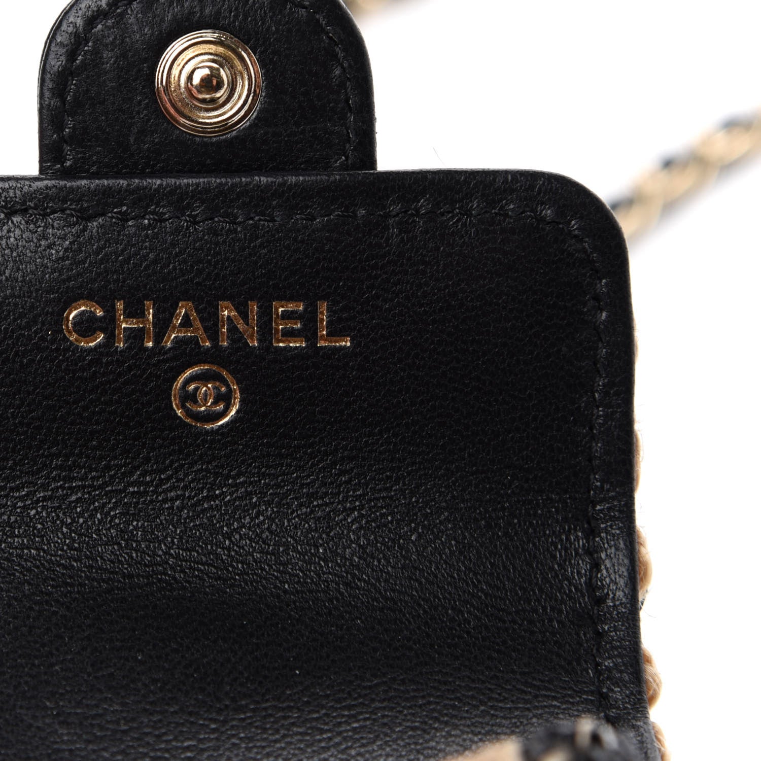 Chanel Raffia Jute Striped Airpods Pro Case Black Beige 5 of 7