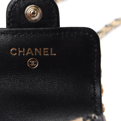 Chanel Raffia Jute Striped Airpods Pro Case Black Beige 5 of 7
