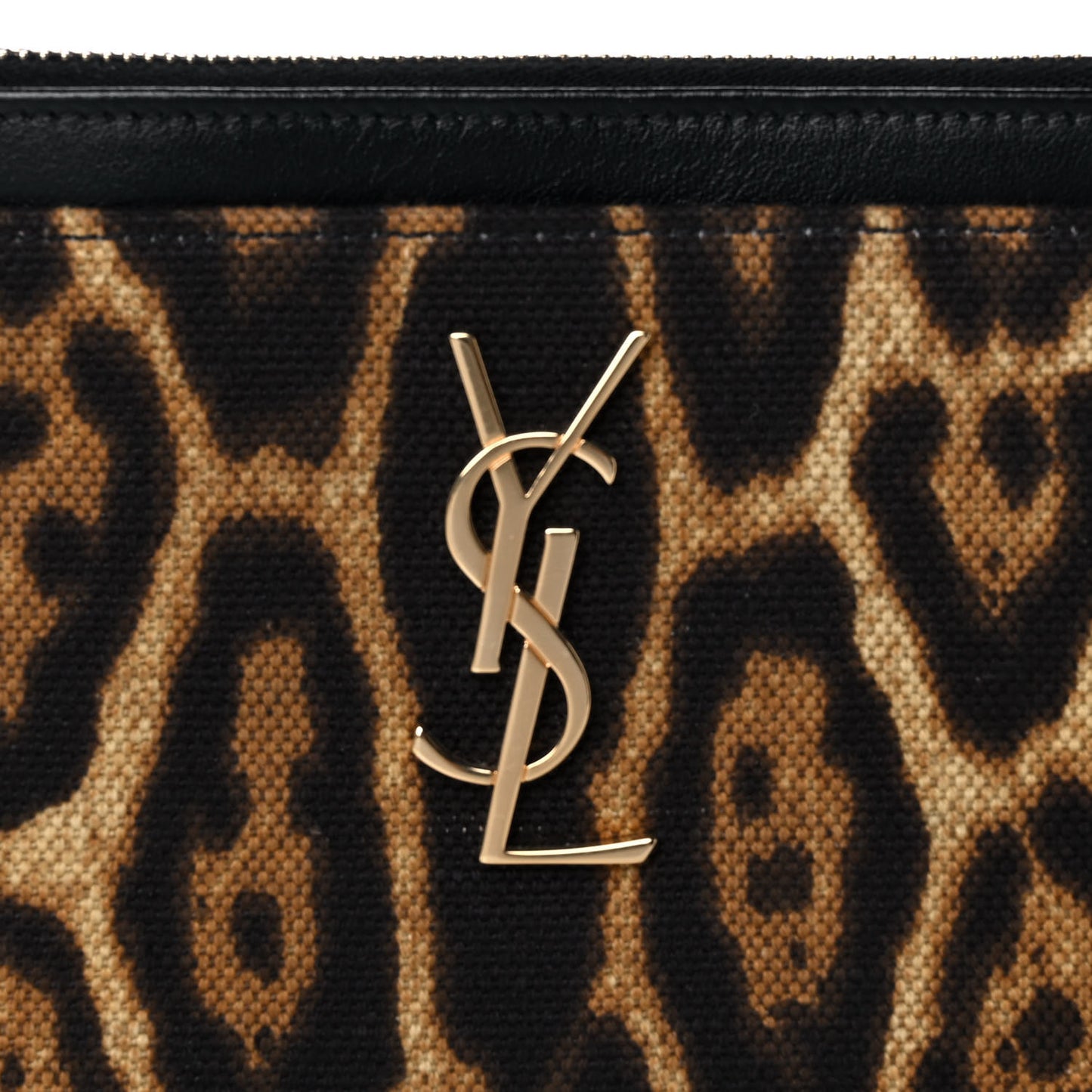 Canvas Calfskin Leopard Monogram Bill Pouch Natural
