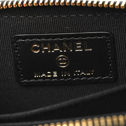 Chanel Shiny Lambskin Quilted Textured CC Zip Coin Purse Black 6 of 8
