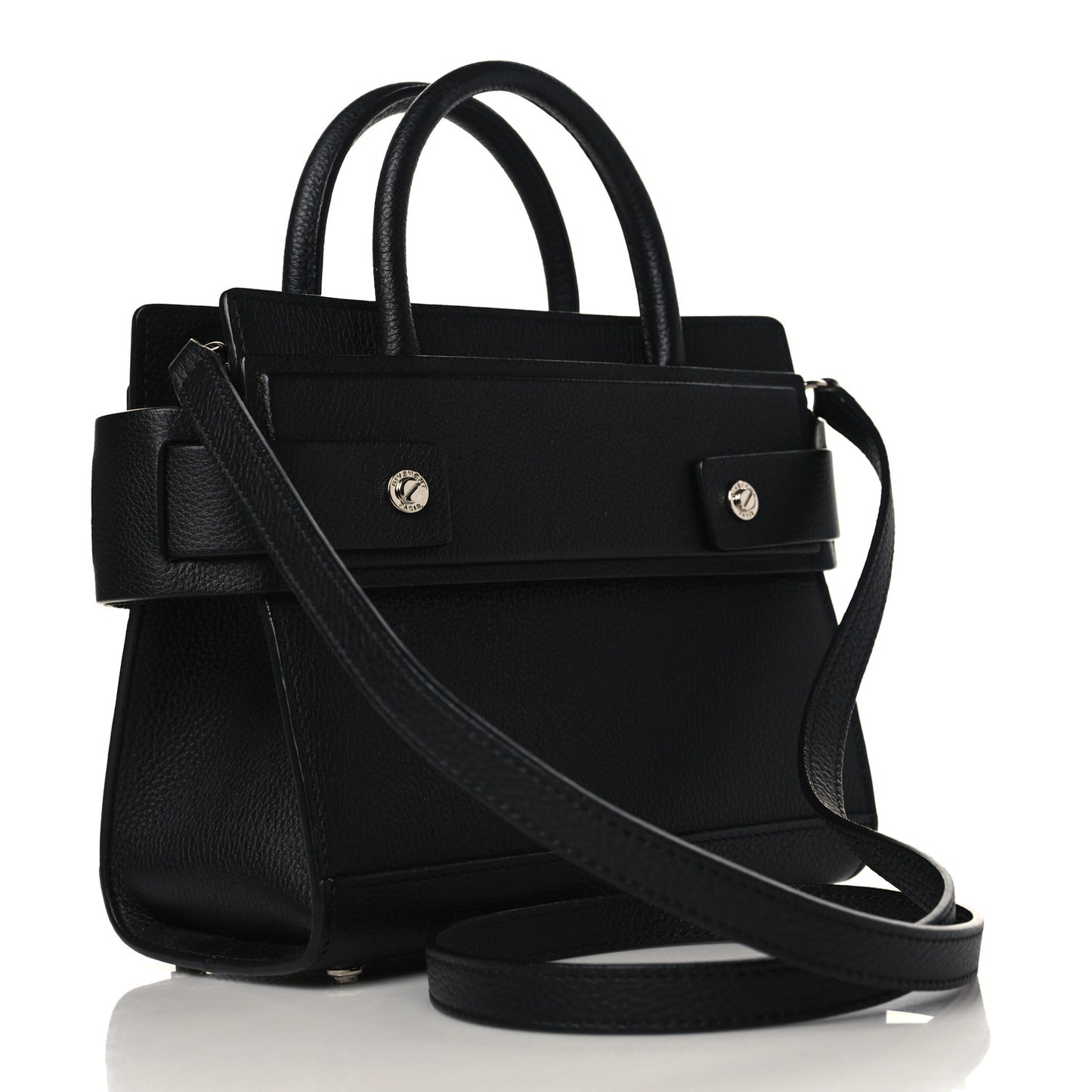Grained Calfskin Small Horizon Satchel Black