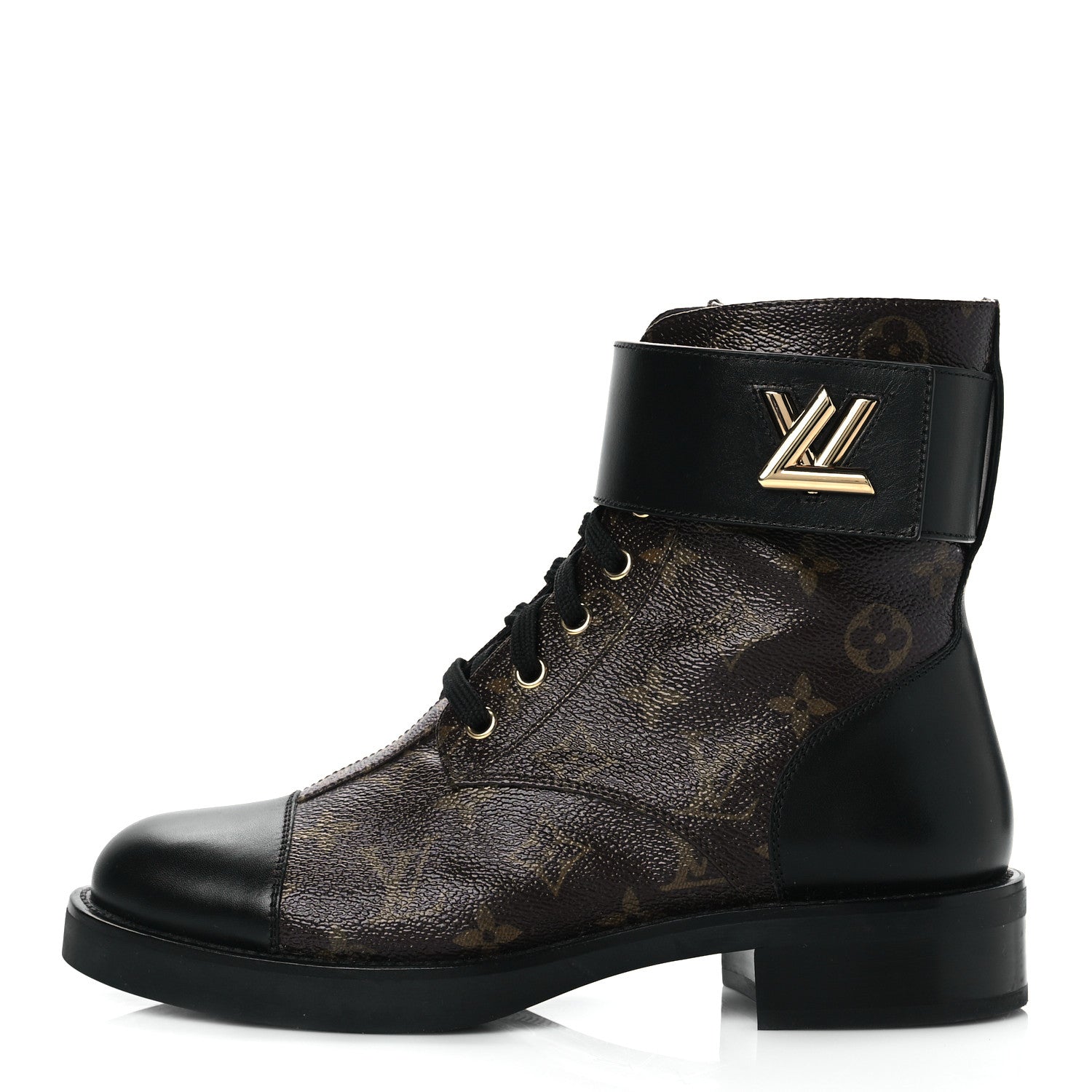 Louis Vuitton Calfskin Monogram Wonderland Flat Ranger Boots 39 Black 1 of 8