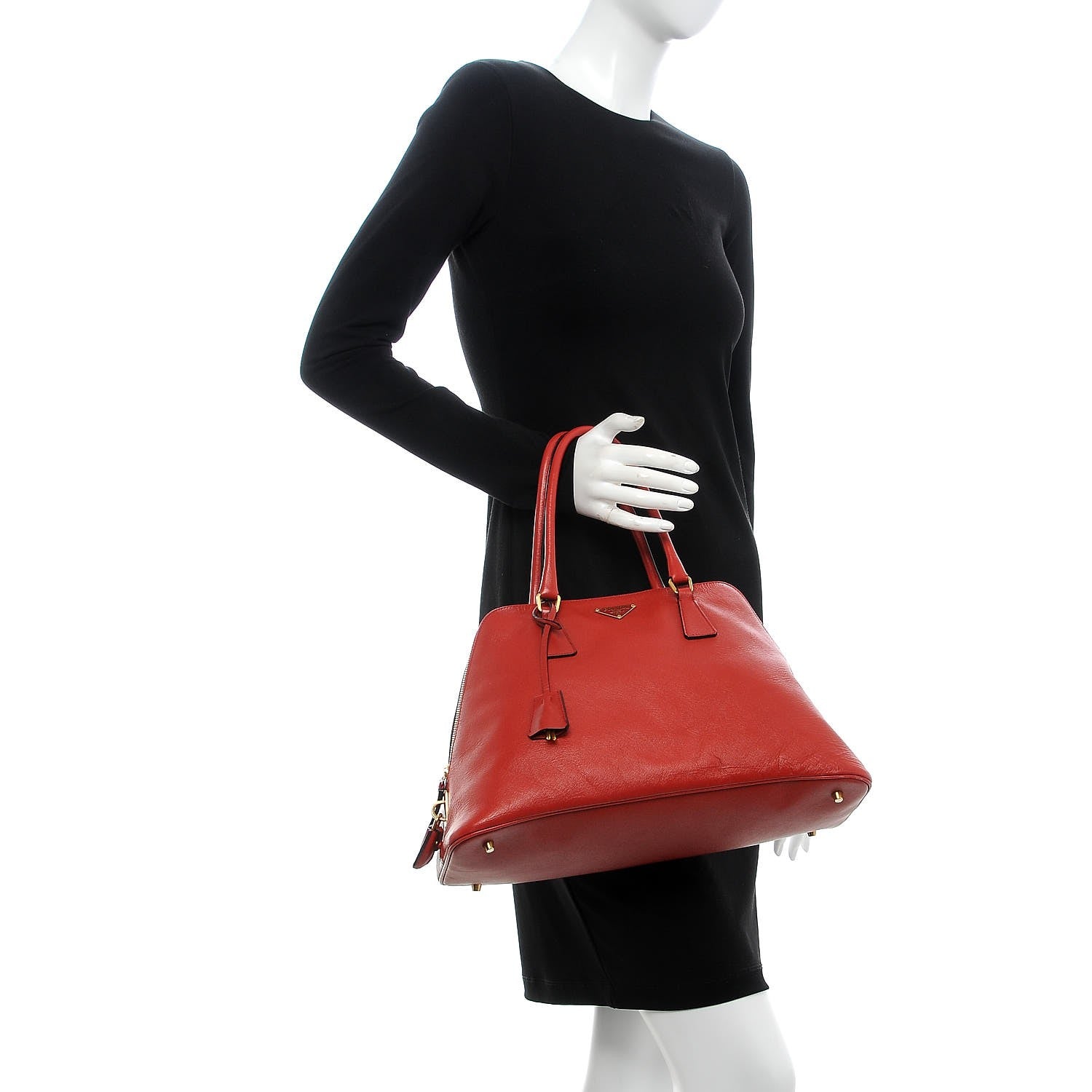 Prada Saffiano Frame Bowler Red 2 of 17