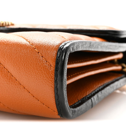 Gucci Vintage Effect Calfskin Matelasse Diagonal Torchon GG Marmont Chain Wallet Cognac 10 of 10
