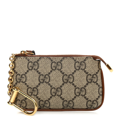 Gucci GG Supreme Monogram Key Case Beige Ebony Cuir 1 of 9