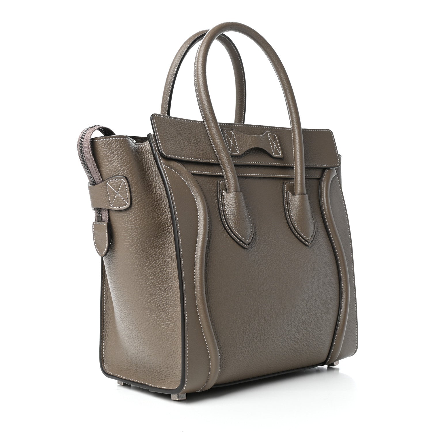 Celine Drummed Calfskin Micro Luggage Souris 3 of 9