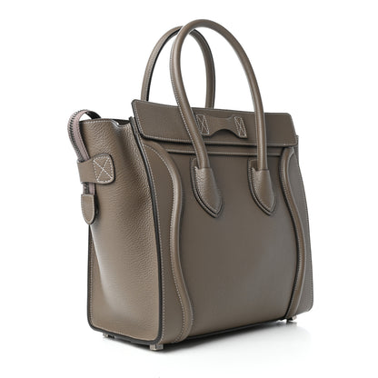 Celine Drummed Calfskin Micro Luggage Souris 3 of 9