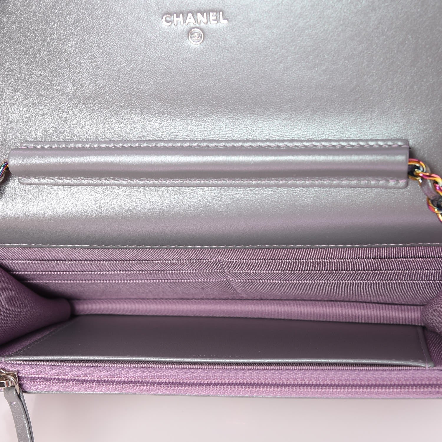 Chanel Iridescent Lambskin Quilted Reissue Wallet On Chain WOC Light Purple 5 of 9