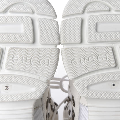 Gucci X SEGA Calfskin Suede Shearling Technical Canvas Womens Flashtrek High-Top Sneakers 36 Great White 8 of 9