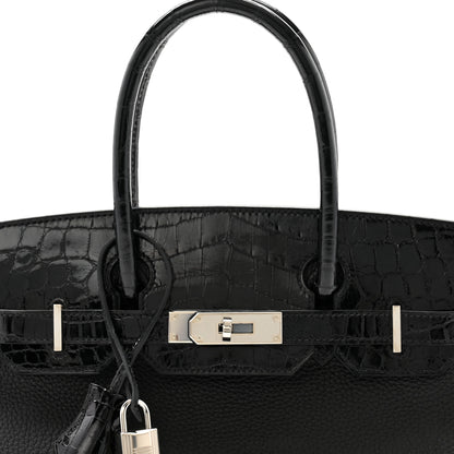 Hermes Togo Shiny Niloticus Crocodile Birkin Touch 30 Black 7 of 10