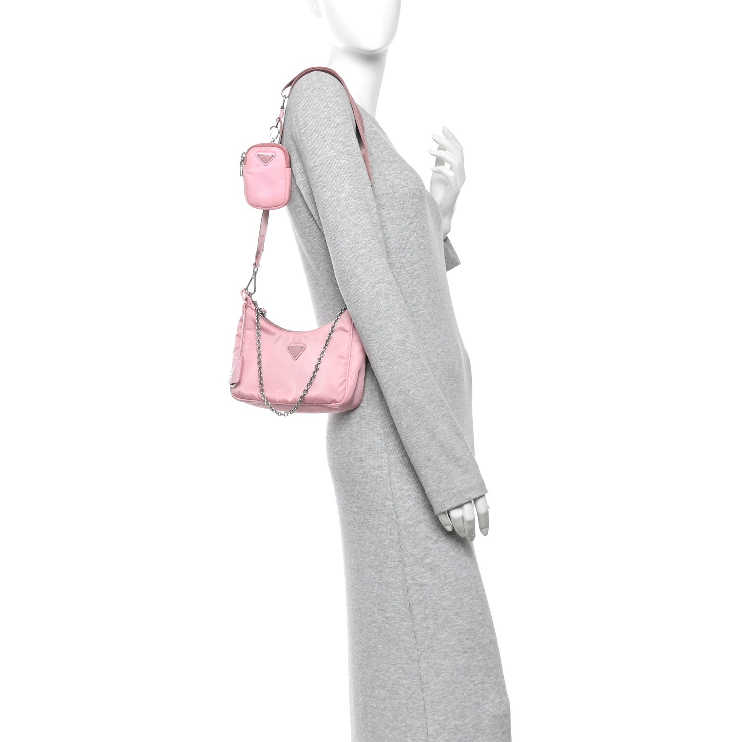 Prada Nylon Re-Edition 2005 Shoulder Bag Rosa 2 of 12