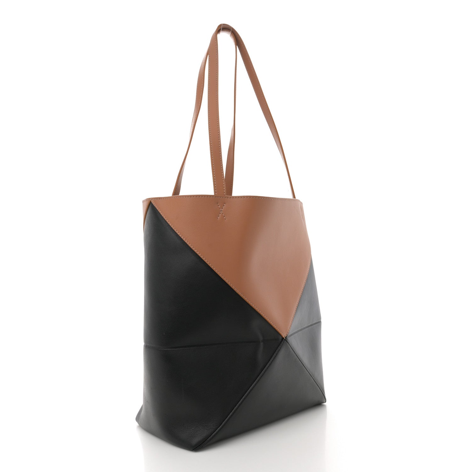 Loewe Shiny Calfskin Medium Puzzle Fold Tote Warm Desert Black 3 of 16