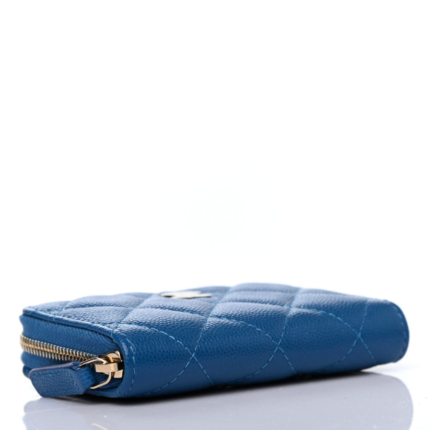 Chanel Caviar Quilted Zip Coin Purse Blue 3 of 4