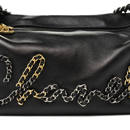 Chanel Calfskin Chain 20s Signature Hobo Black 7 of 9