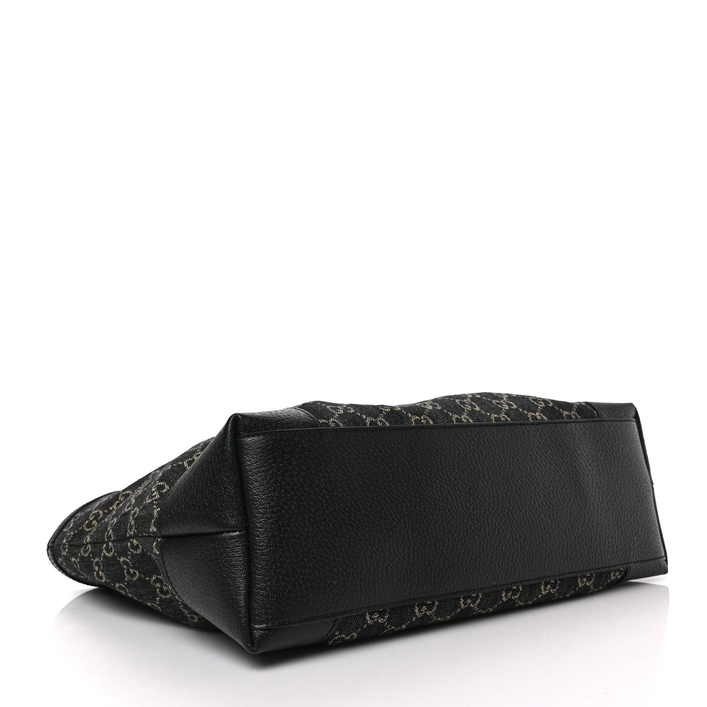 Jacquard Black Denim GG Monogram Medium Ophidia Shopping Tote Black Ivory