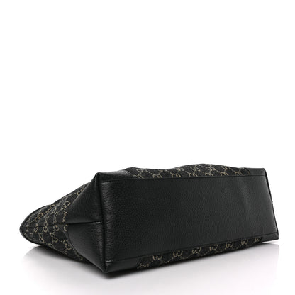 Gucci Jacquard Black Denim GG Monogram Medium Ophidia Shopping Tote Black Ivory 4 of 8