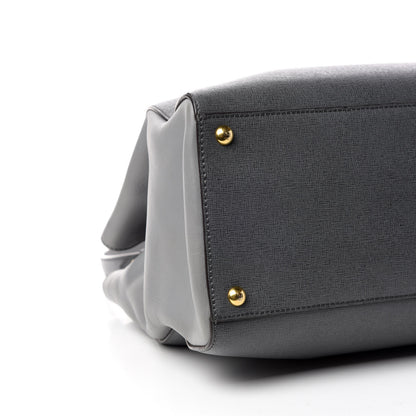 Fendi Vitello Elite Flamingo Regular 2Jours Tote Grigio Grigio Chiaro 5 of 19