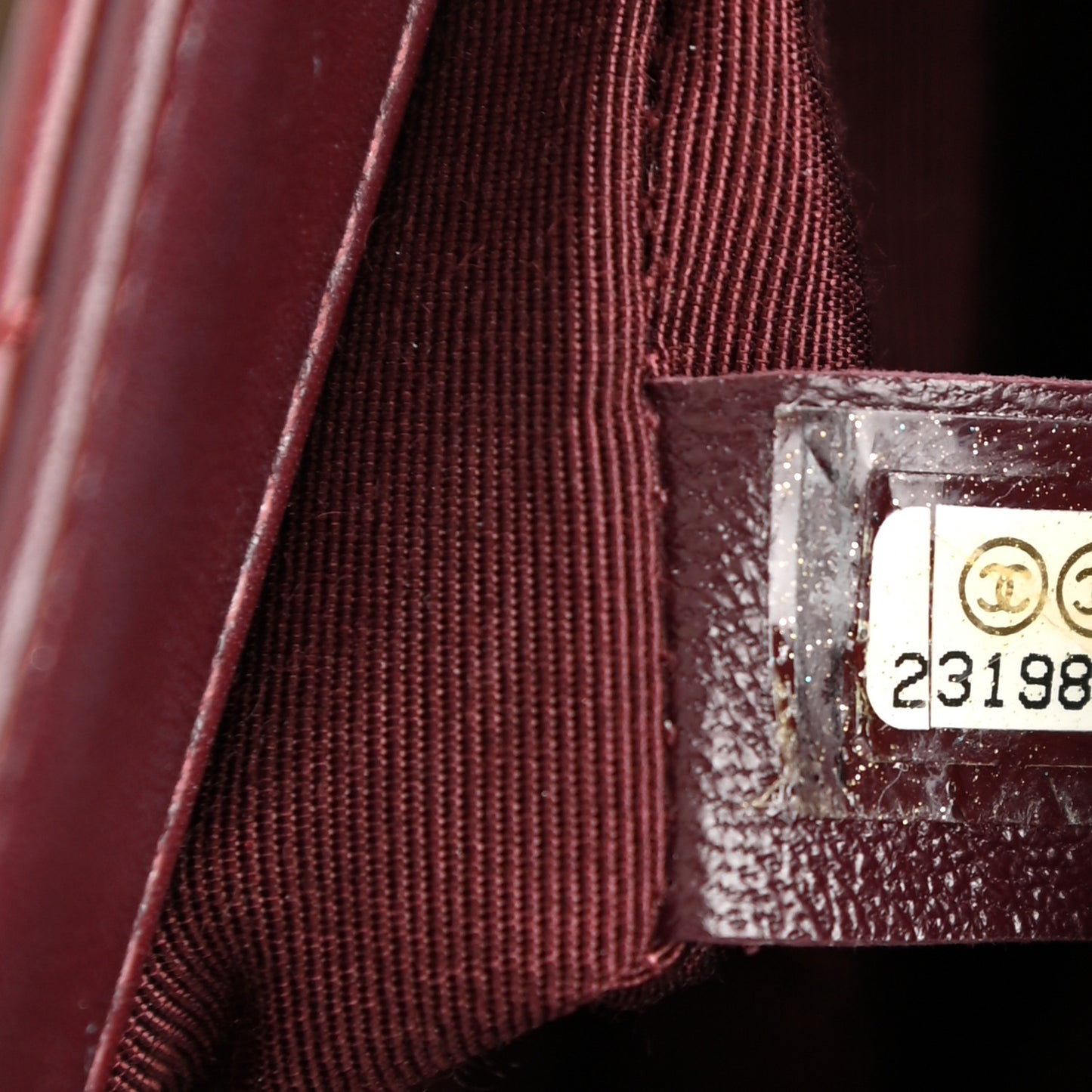 Calfskin Quilted Gold Bar Flap Burgundy