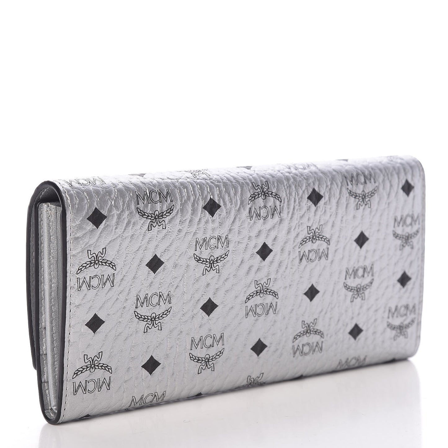 Metallic Visetos Large Tri-Fold Flap Wallet Berlin Silver