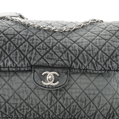 Chanel Denim Quilted Denimpression XXL Flap Grey Black 9 of 11